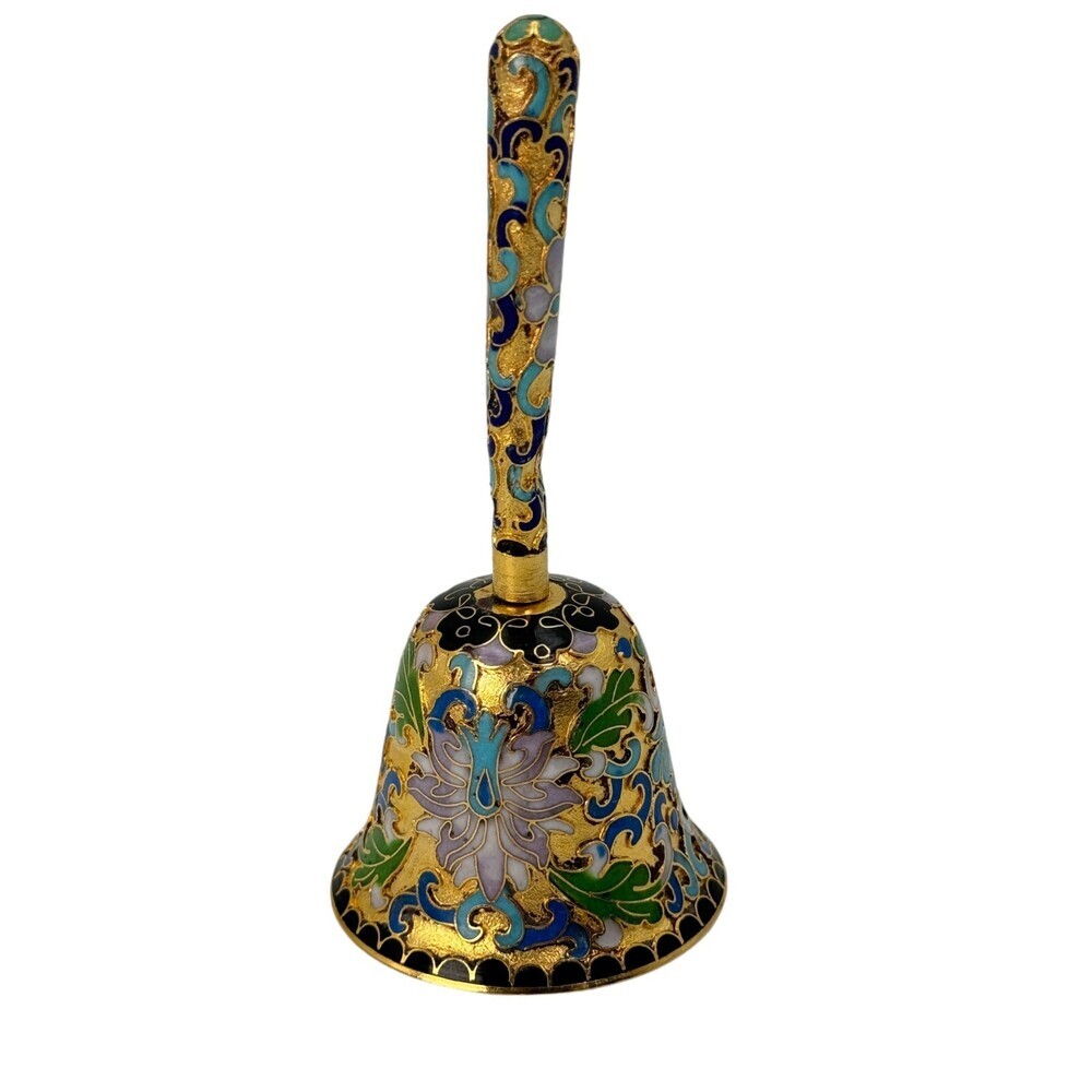 Cloisonne Bell Brass & Enamel Clacker Works Two Piece - Bell & Handle Cloisonné